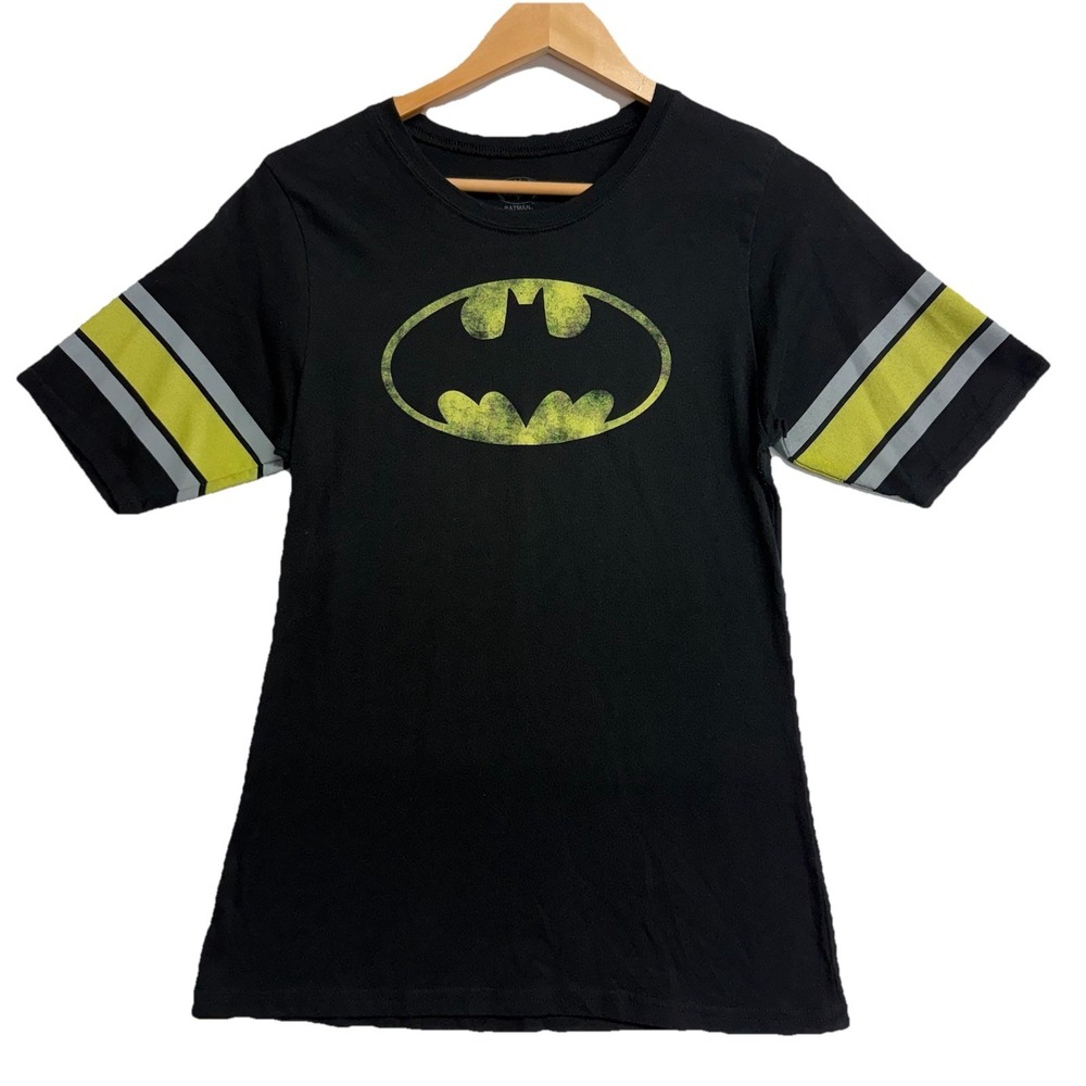 Batman Logo Graphic‎ Tee Womens XL Black Yellow DC Comics Shirt Y2K